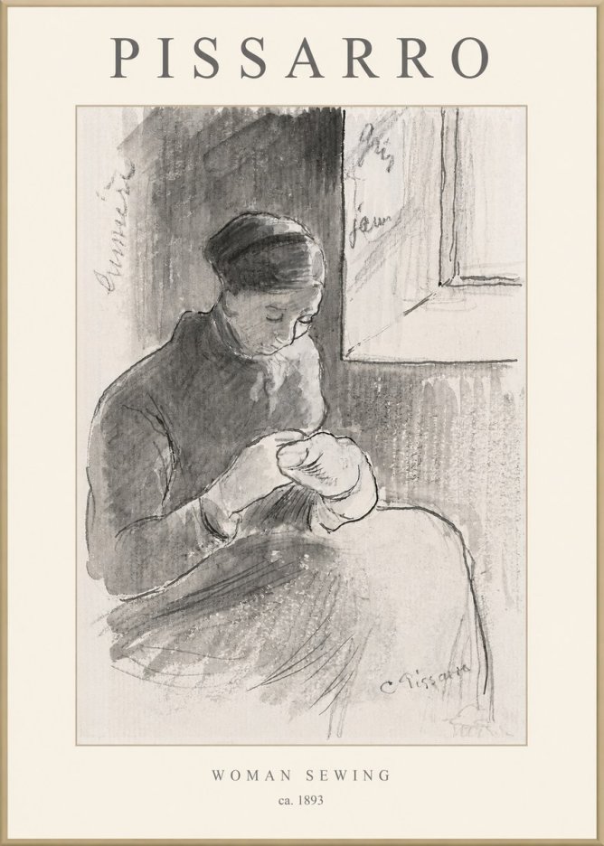 Pissarro Woman Sewing No1 - Poster