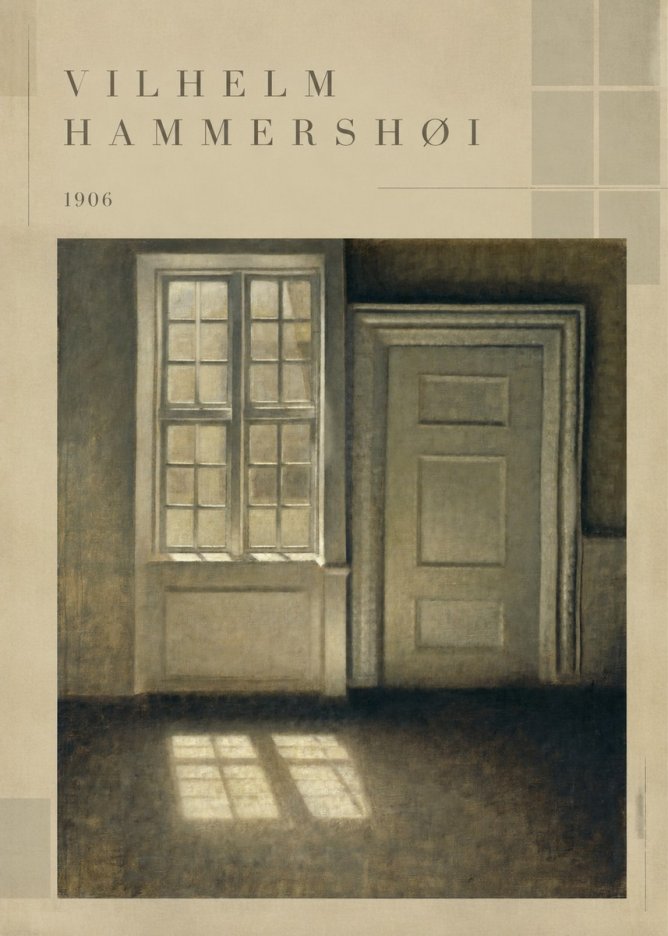Vilhelm Hammershøi Interior. Sunlight on the Floor No5 - Poster