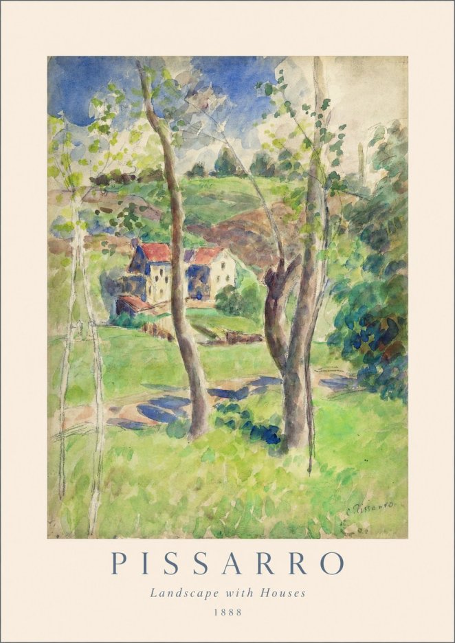 Pissarro Landscape with Houses No1 - Poster