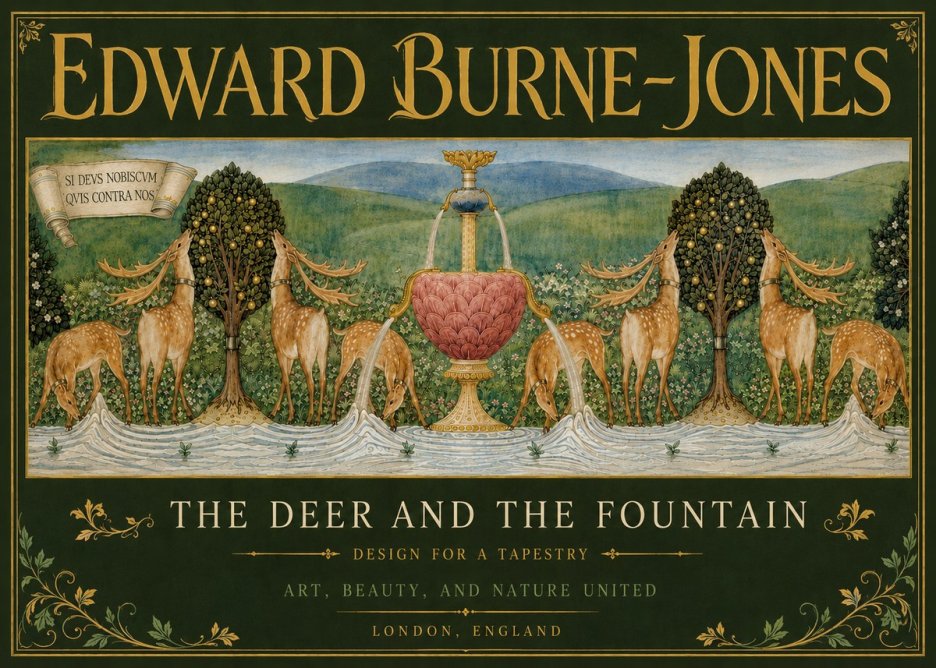 Edward Burne-Jones The Deer and the Fountain No5 - Poster
