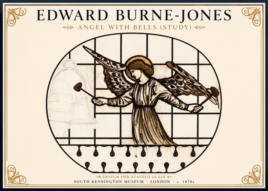 Edward Burne-Jones Angel with Bells (Study) No1 - Poster
