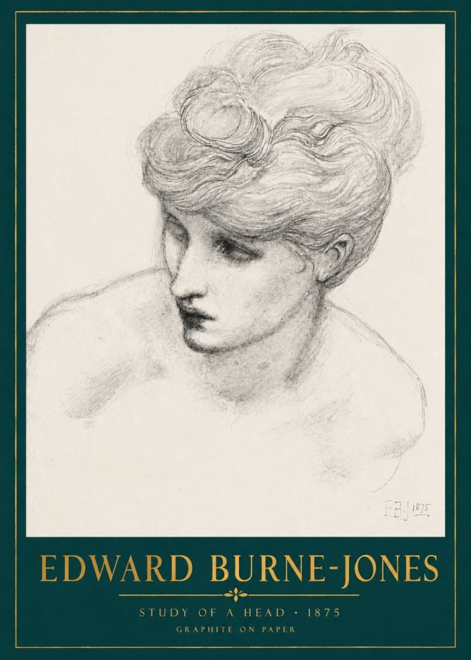 Edward Burne-Jones Study of a Head No2 - Poster