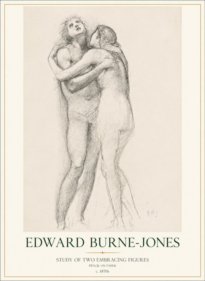 Edward Burne-Jones Study of Two Embracing Figures No1 - Poster