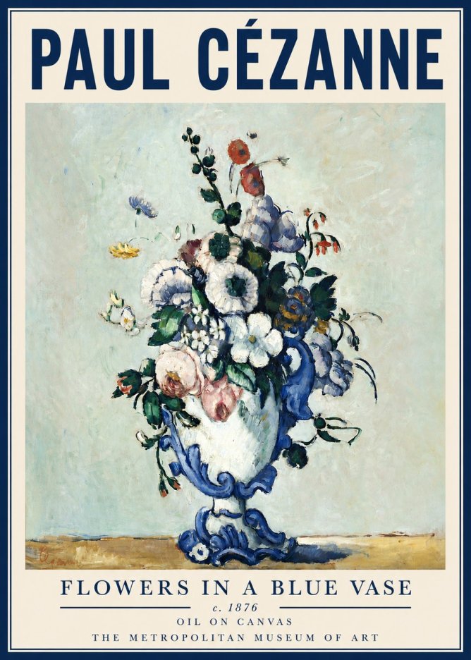 Paul Cézanne Flowers in a Blue Vase No4 - Poster