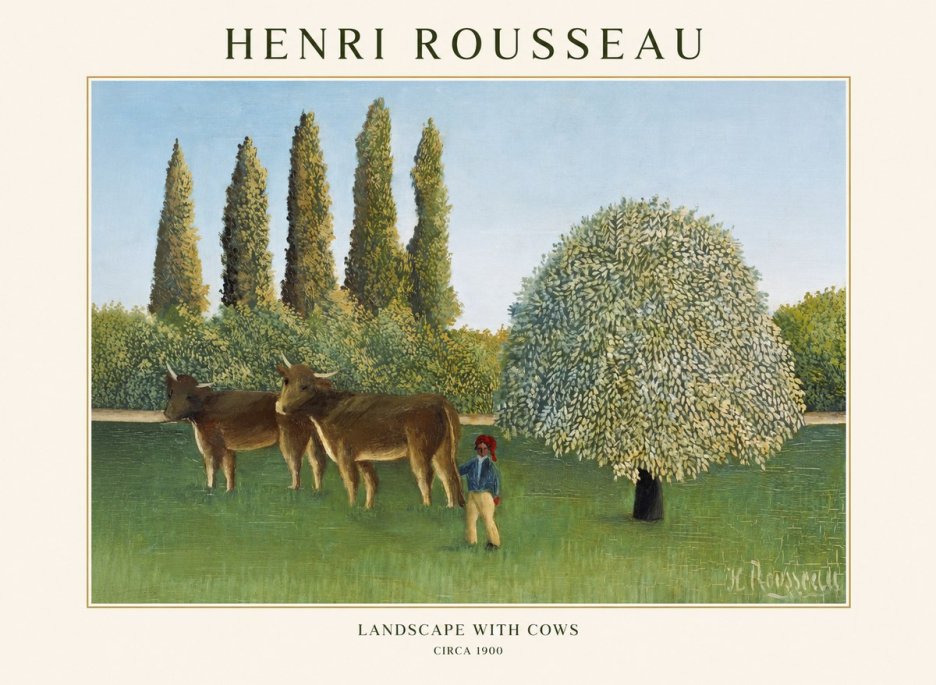 Rousseau Landscape with Cows No1 - Poster