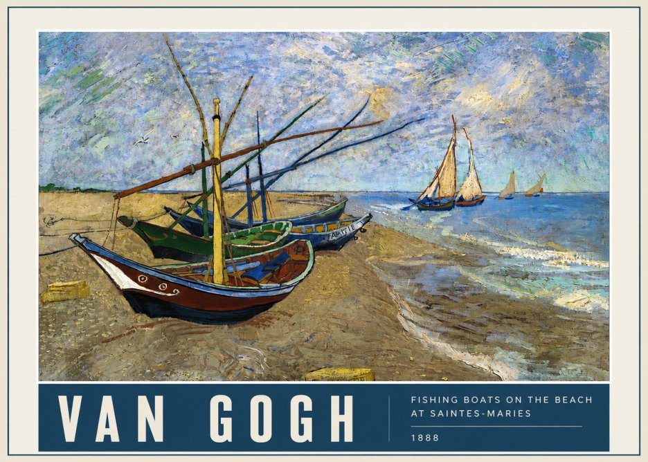Van Gogh Fishing Boats on the Beach at Saintes-maries No3 - Poster