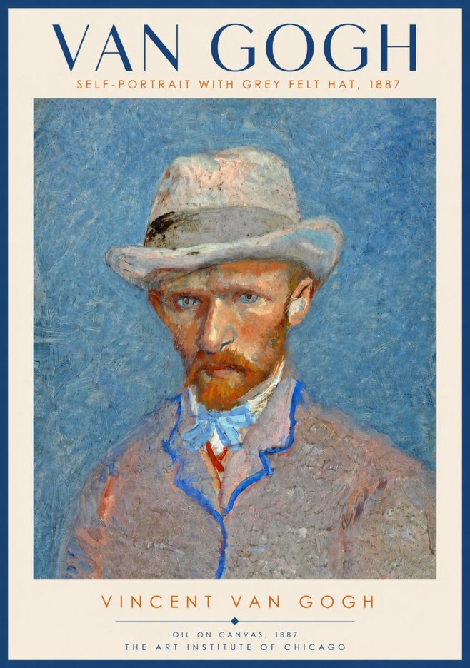 Van Gogh Self-portrait with Grey Felt Hat II No4 - Poster