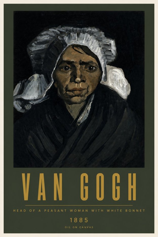 Van Gogh Head of a Peasant Woman with White Bonnet No5 - Poster
