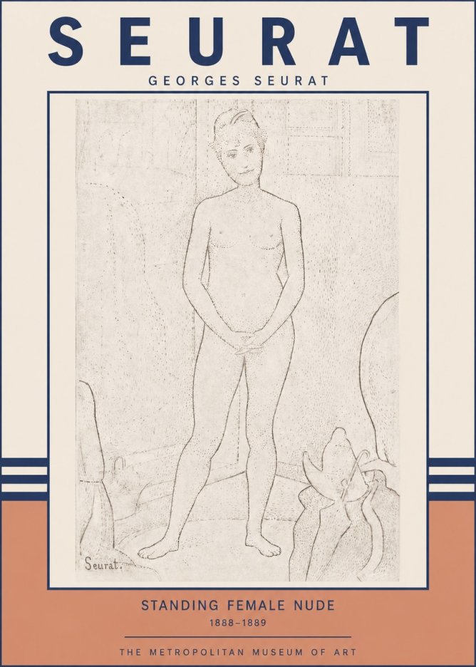 Seurat Standing Female Nude No3 - Poster