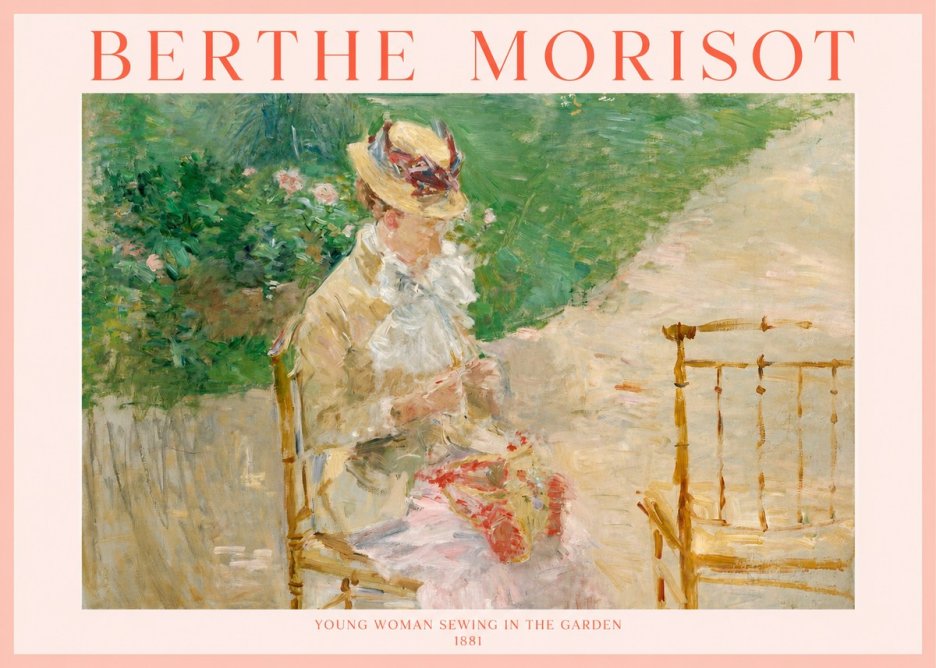 Berthe Morisot Young Woman Sewing in the Garden No1 - Poster