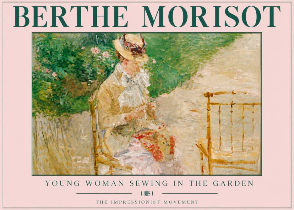 Berthe Morisot Young Woman Sewing in the Garden No5 - Poster