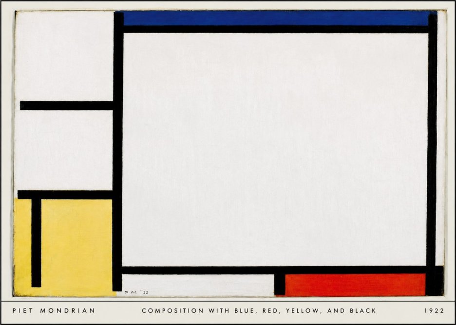 Piet Mondrian Composition with Blue, Red, Yellow, and Black No6 - Poster