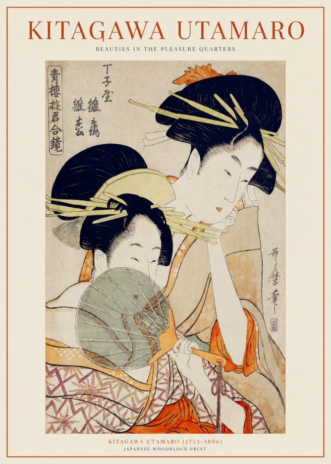 Kitagawa Utamaro Two Women with a Fan No2 - Poster