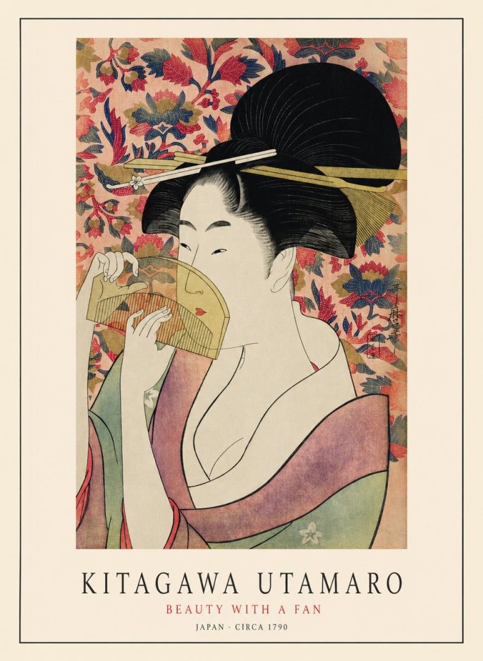 Kitagawa Utamaro Beauty with a Fan II No1 - Poster