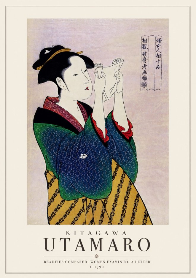 Kitagawa Utamaro Beauties Compared: Women Examining a Letter No3 - Poster