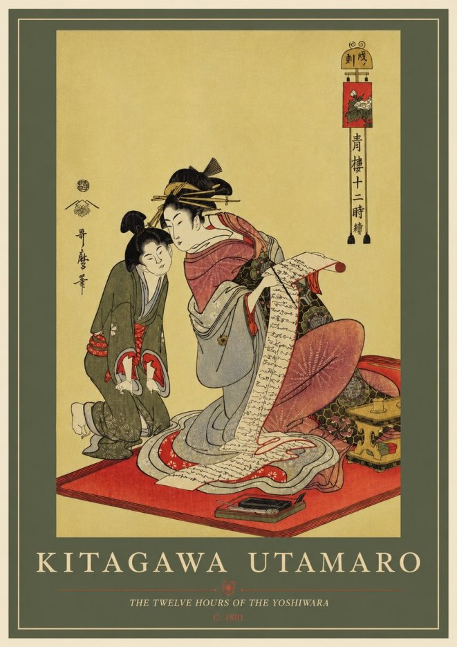 Kitagawa Utamaro The Twelve Hours of the Yoshiwara No2 - Poster