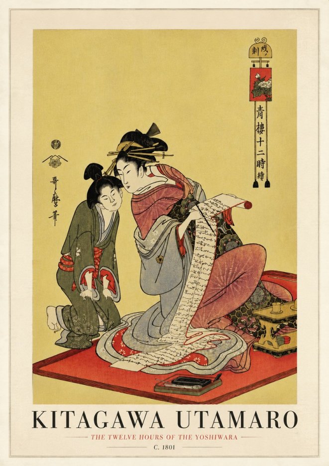 Kitagawa Utamaro The Twelve Hours of the Yoshiwara No3 - Poster