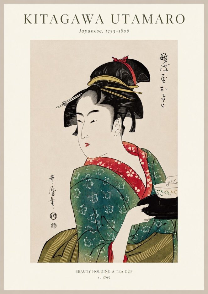 Kitagawa Utamaro Beauty Holding a Tea Cup No1 - Poster
