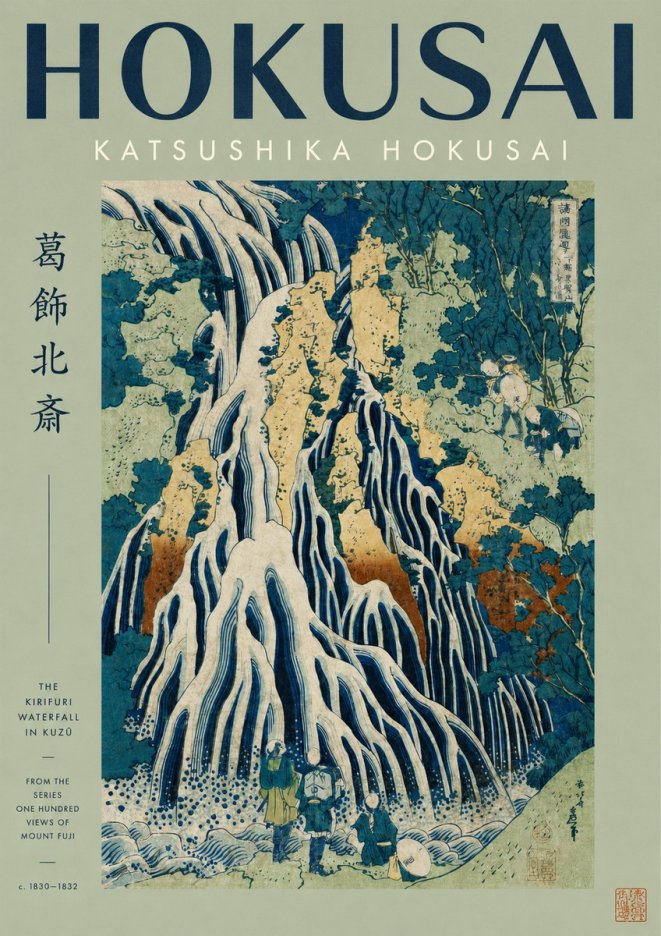 Katsushika Hokusai The Kirifuri Waterfall in Kuzū from the Series One Hundred Views of Mount Fuji No2 - Poster