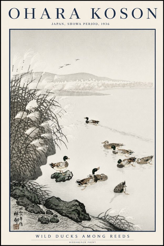 Ohara Koson Wild Ducks Among Reeds No3 - Poster