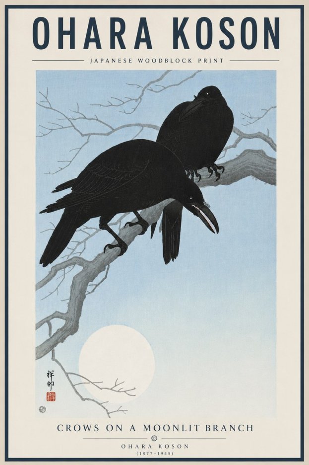 Ohara Koson Crows on a Moonlit Branch No5 - Poster