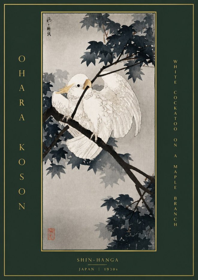 Ohara Koson White Cockatoo on a Maple Branch No5 - Poster