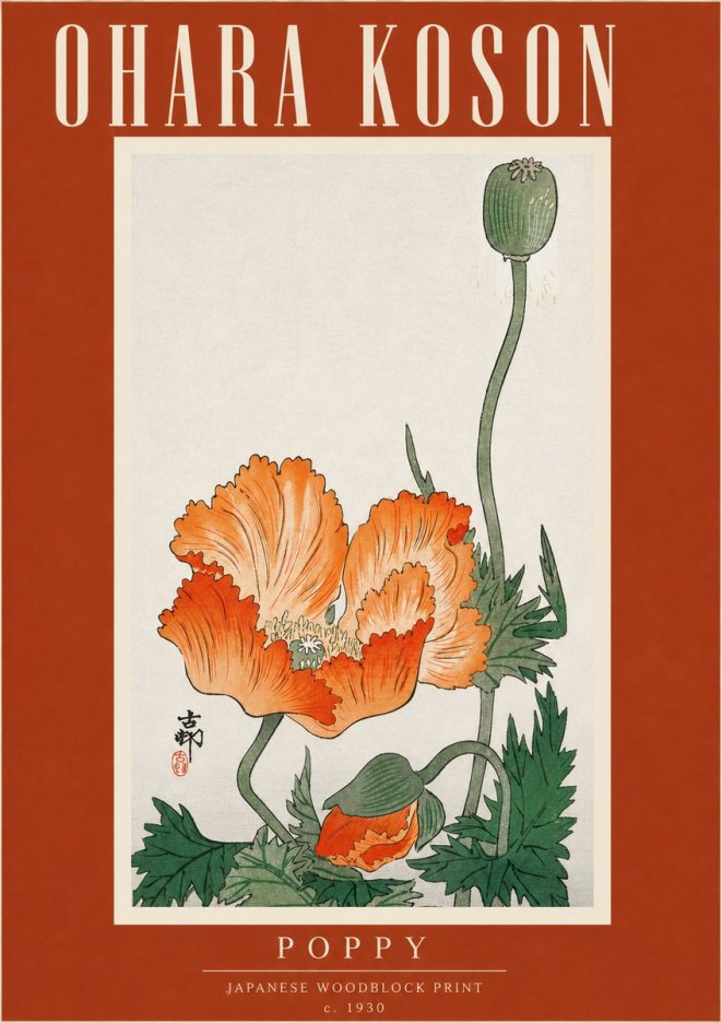 Ohara Koson Poppy No4 - Poster