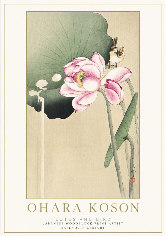 Ohara Koson Lotus and Bird No5 - Poster