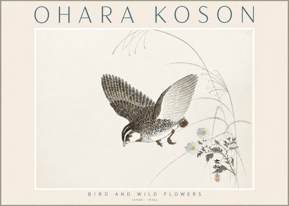 Ohara Koson Bird and Wild Flowers No2 - Poster