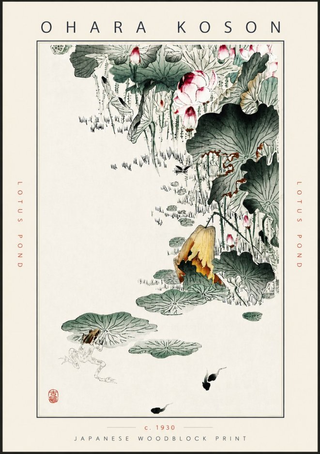 Ohara Koson Lotus Pond No5 - Poster