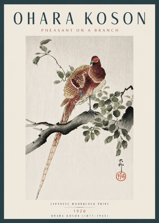 Ohara Koson Pheasant on a Branch No4 - Poster
