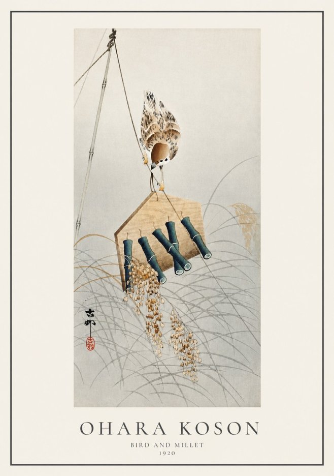Ohara Koson Bird and Millet No1 - Poster