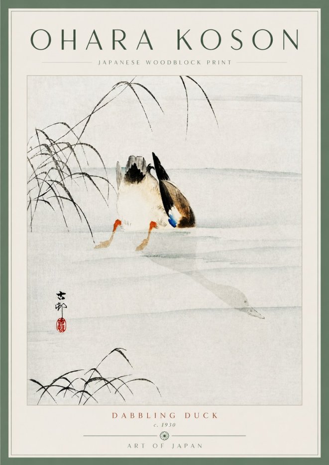 Ohara Koson Dabbling Duck No5 - Poster