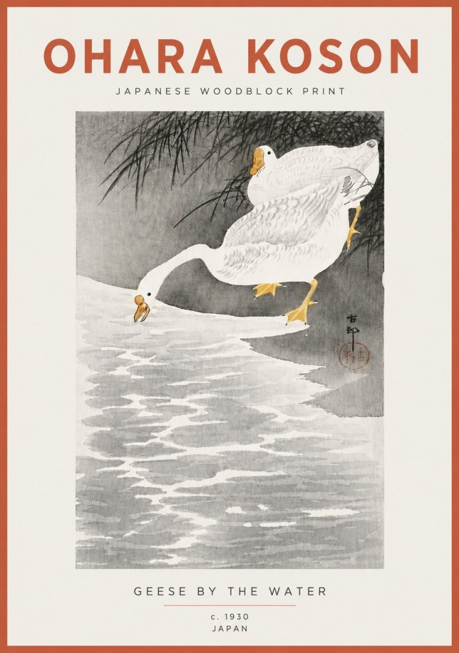 Ohara Koson Geese by the Water No4 - Poster