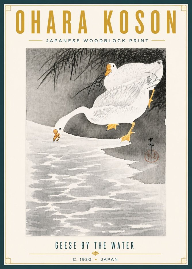 Ohara Koson Geese by the Water No6 - Poster