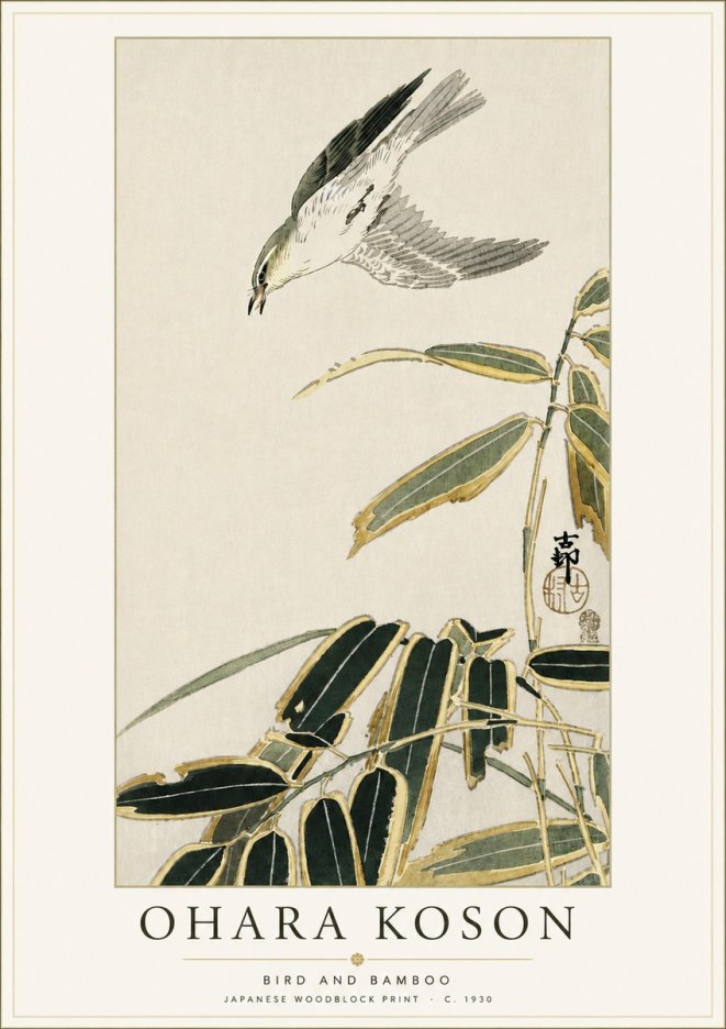 Ohara Koson Bird and Bamboo No4 - Poster