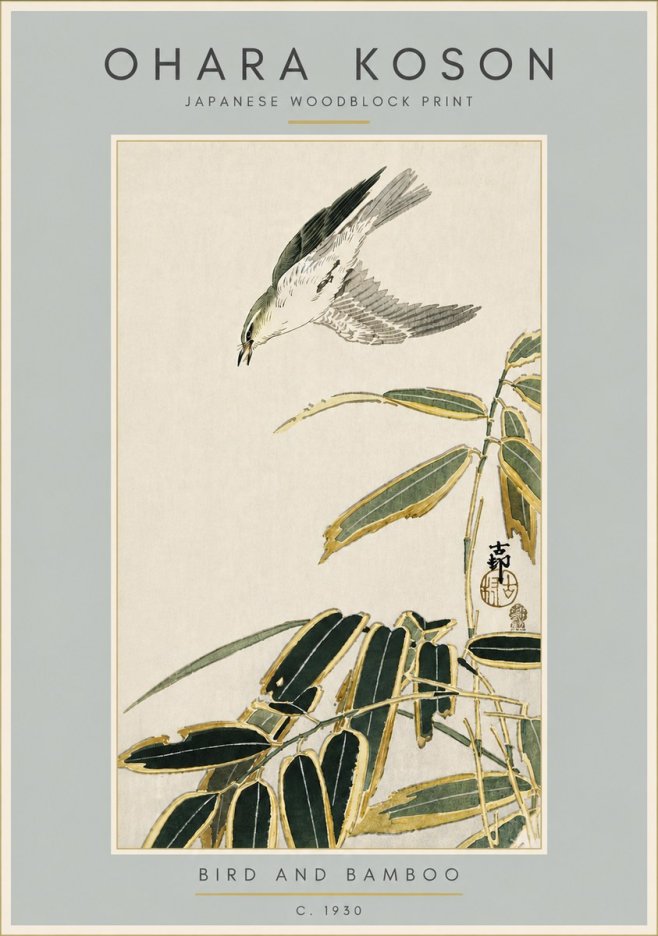 Ohara Koson Bird and Bamboo No6 - Poster