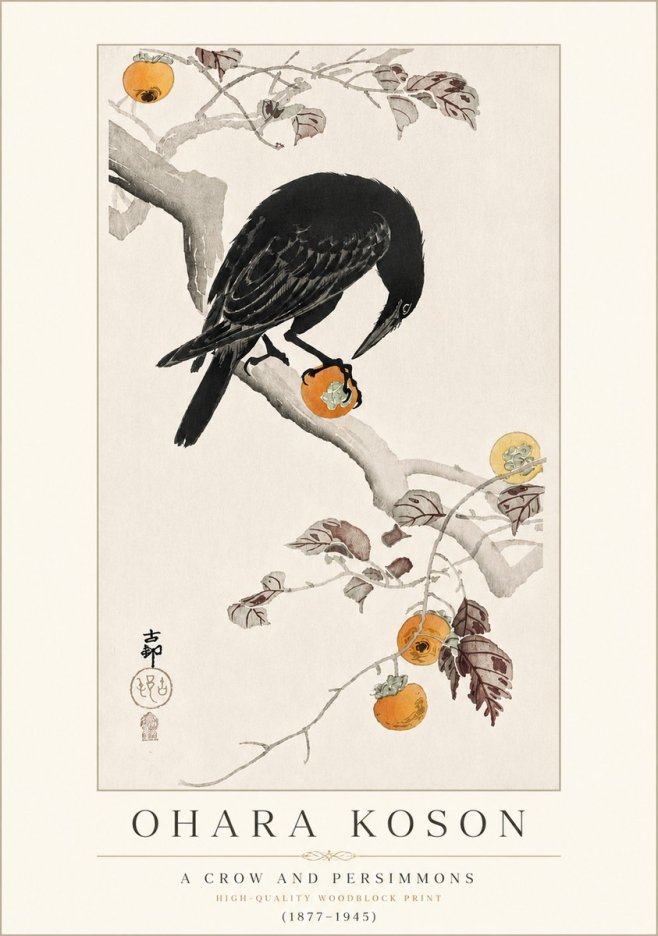 Ohara Koson A Crow and Persimmons No4 - Poster