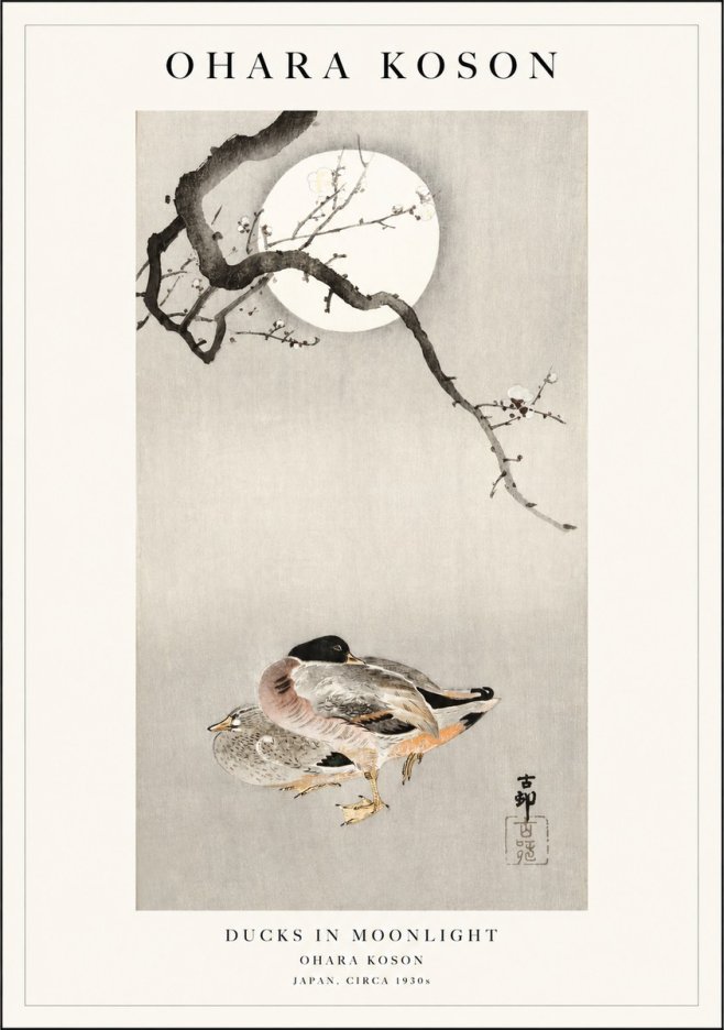 Ohara Koson Ducks in Moonlight No1 - Poster