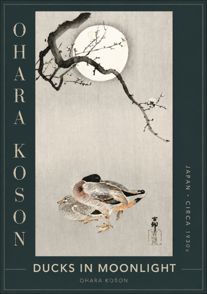 Ohara Koson Ducks in Moonlight No2 - Poster