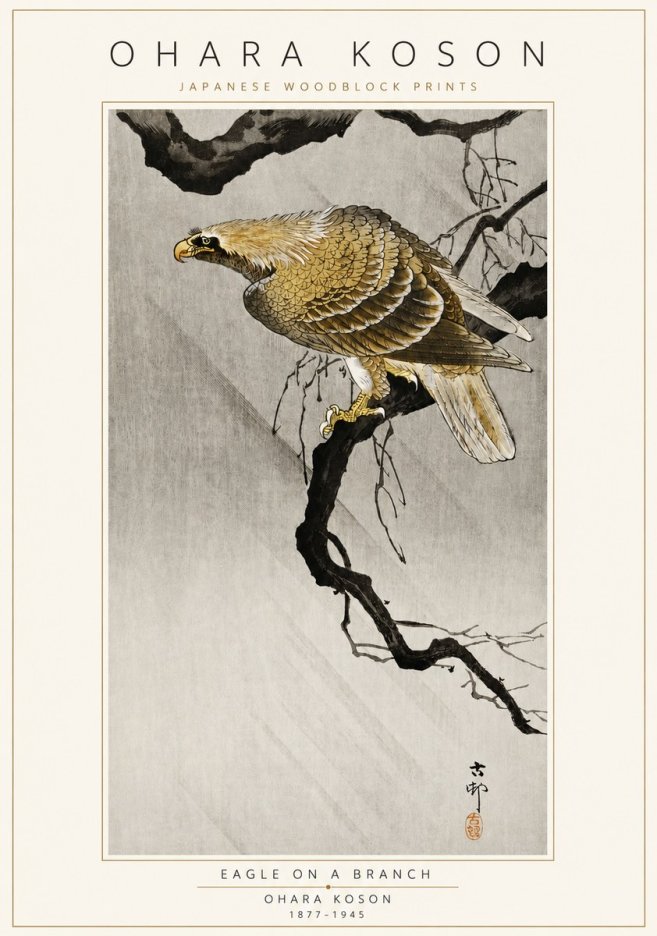 Ohara Koson Eagle on a Branch II No3 - Poster