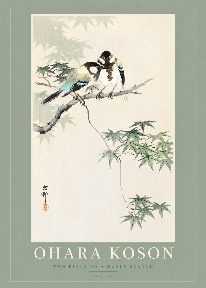 Ohara Koson Two Birds on a Maple Branch No2 - Poster