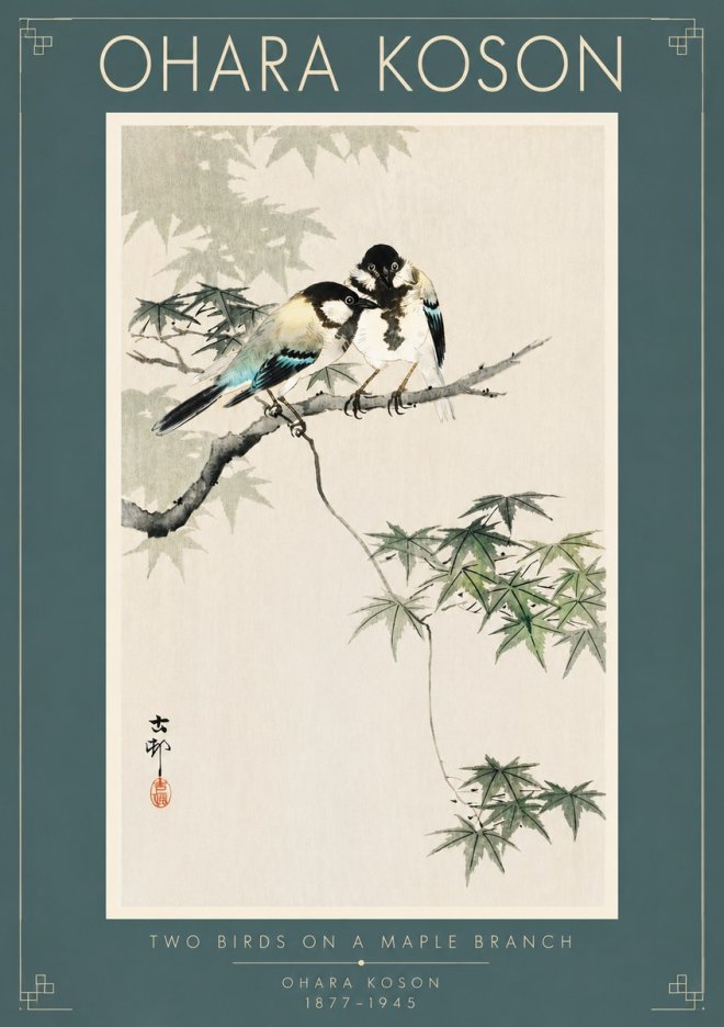 Ohara Koson Two Birds on a Maple Branch No5 - Poster
