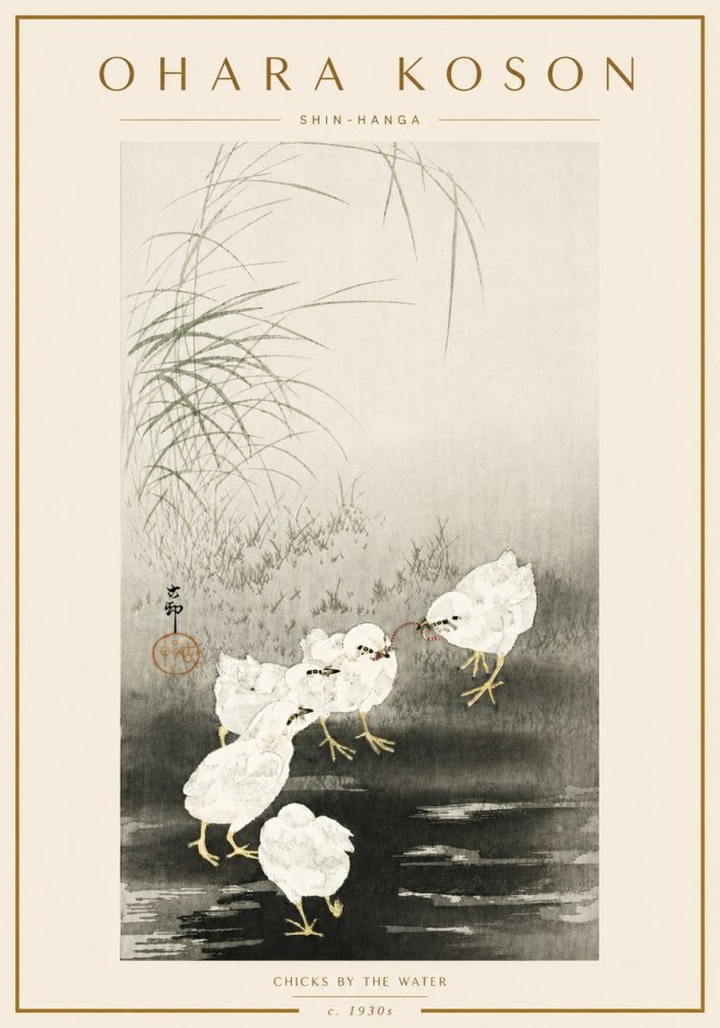 Ohara Koson Chicks by the Water No6 - Poster