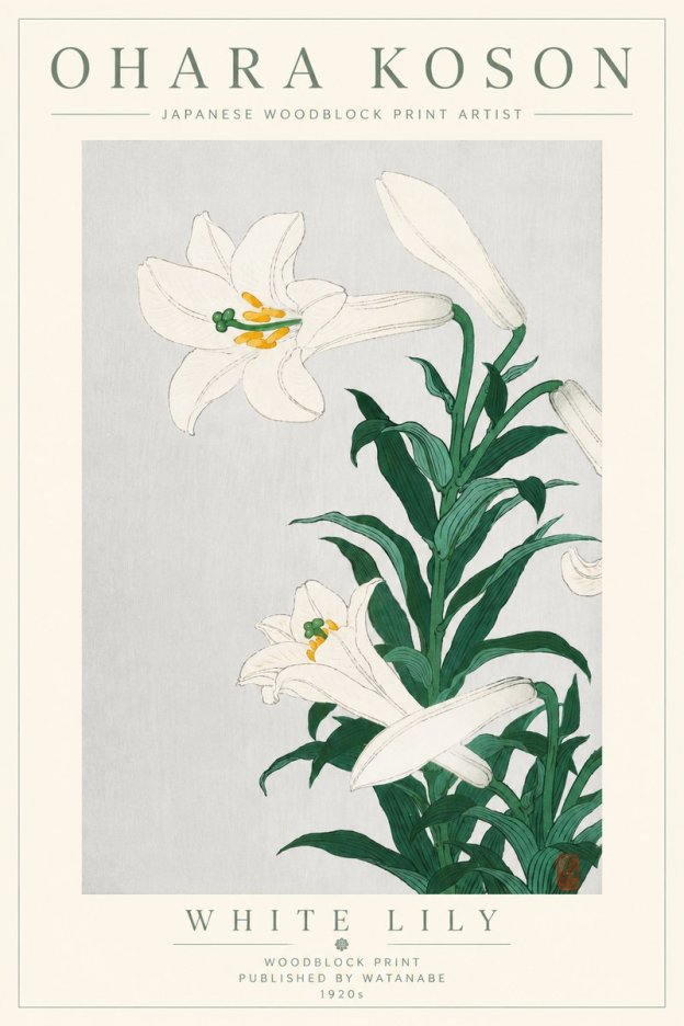Ohara Koson White Lily No6 - Poster