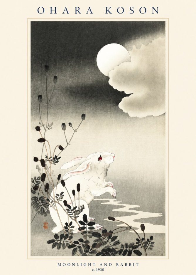 Ohara Koson Moonlight and Rabbit No2 - Poster
