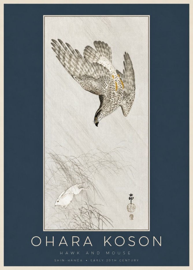 Ohara Koson Hawk and Mouse No2 - Poster