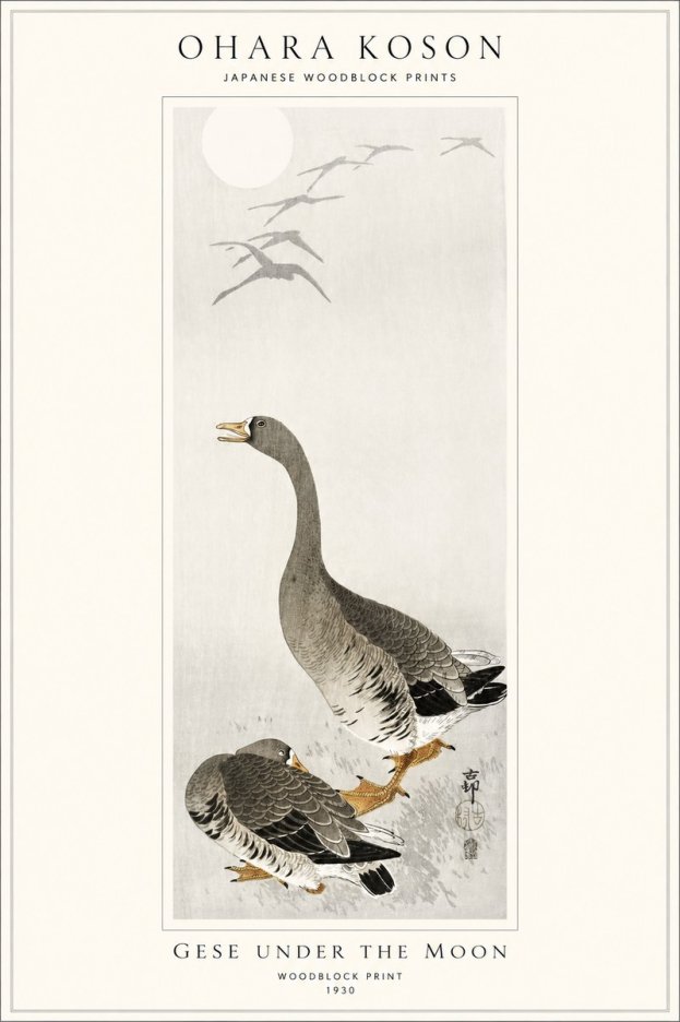 Ohara Koson Gese Under the Moon No1 - Poster