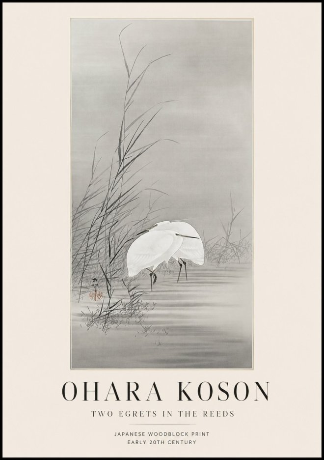 Ohara Koson Two Egrets in the Reeds No1 - Poster