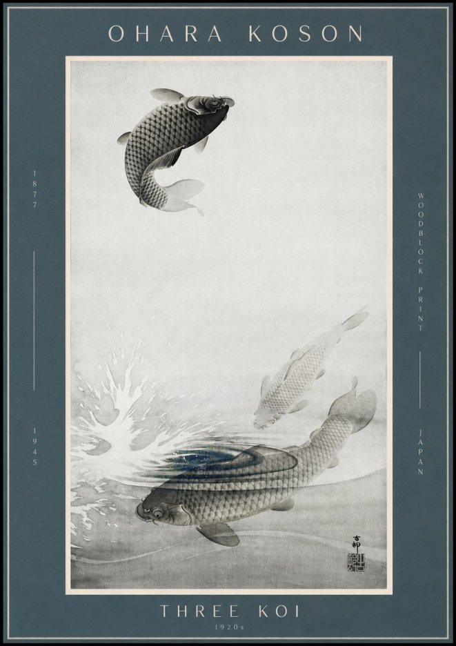 Ohara Koson Three Koi No2 - Poster